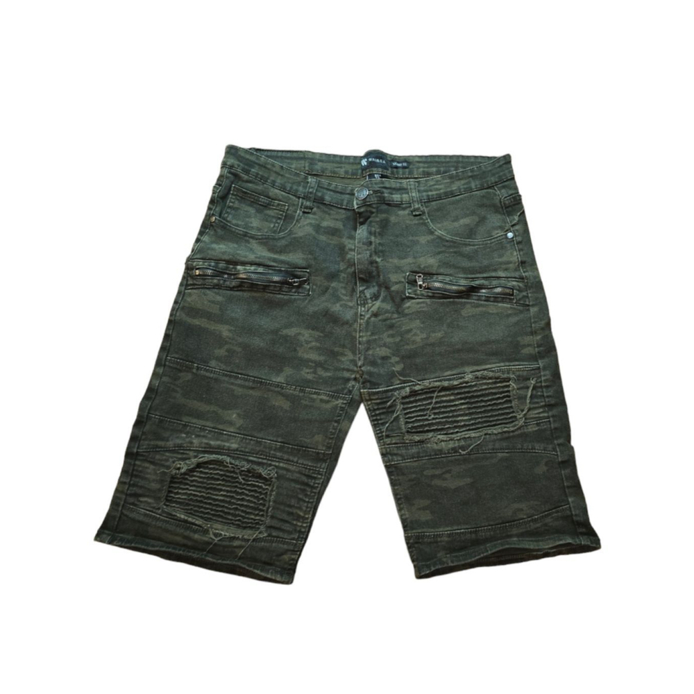 Men's Waimea Green Camo Distressed Shorts Size 38